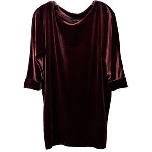 NEW YORK AND COMPANY BURGUNDY LOOSE VELVET DRESS OR TOP WOMEN SMALL VALENTINES